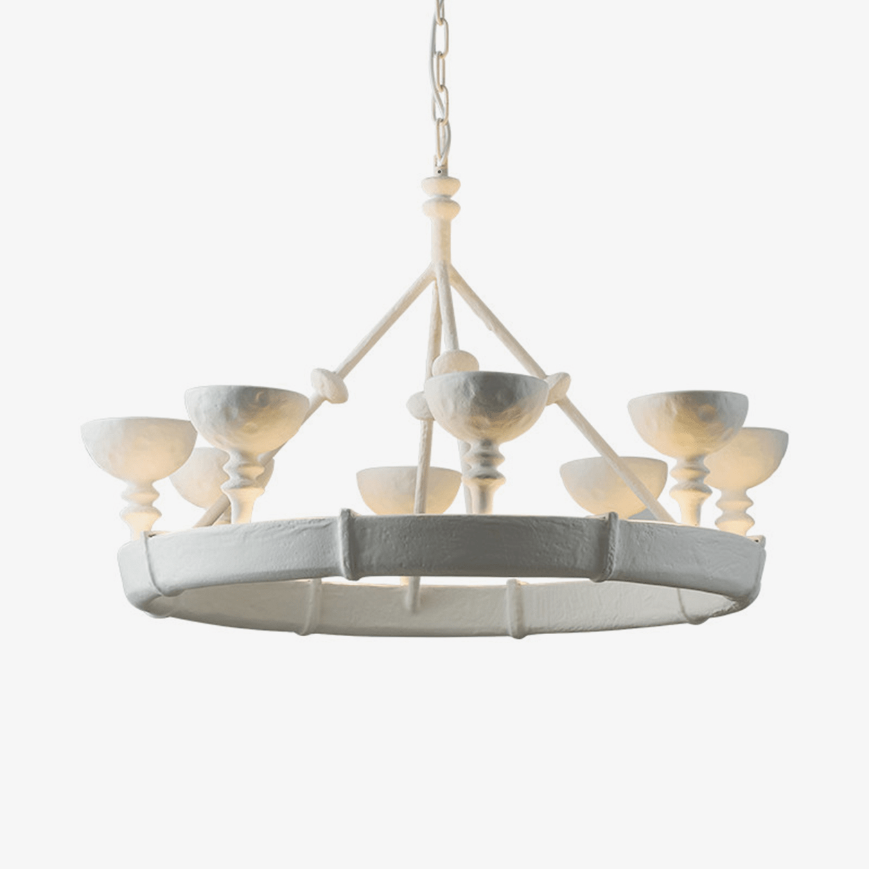 Sculptural Plaster Chalice Chandelier-Neutral Decor