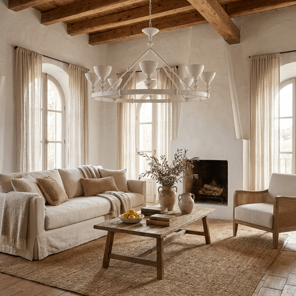 Sculptural Plaster Chalice Chandelier-Neutral Decor