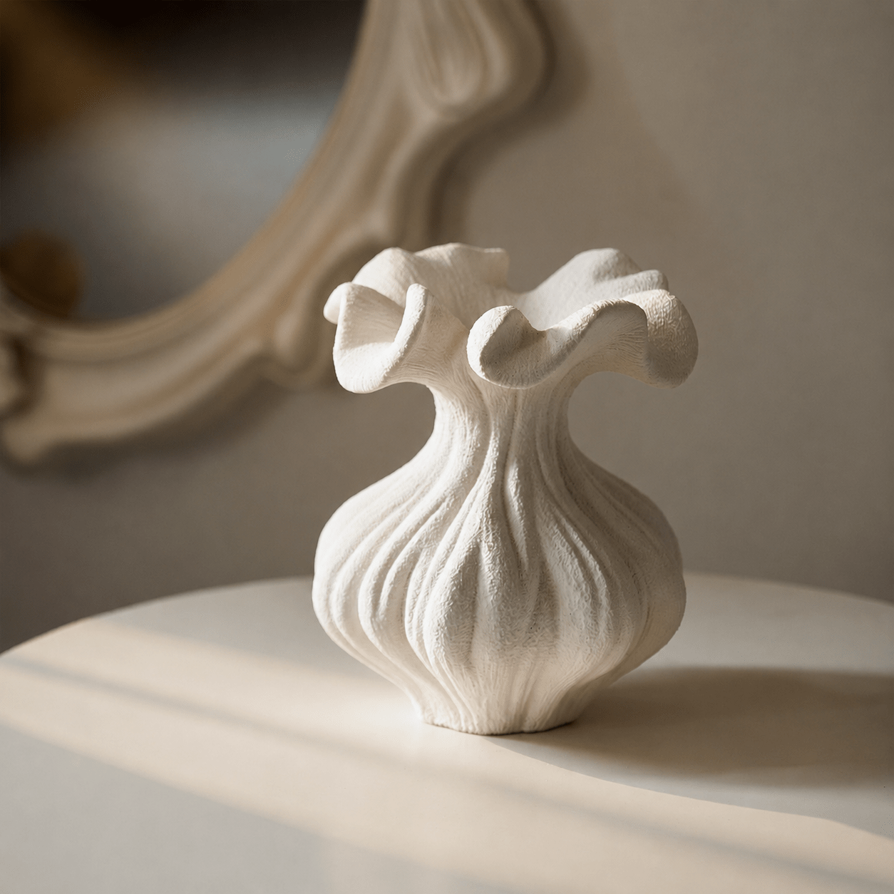 Sculptural Sand Texture Ivory Vase-Neutral Decor