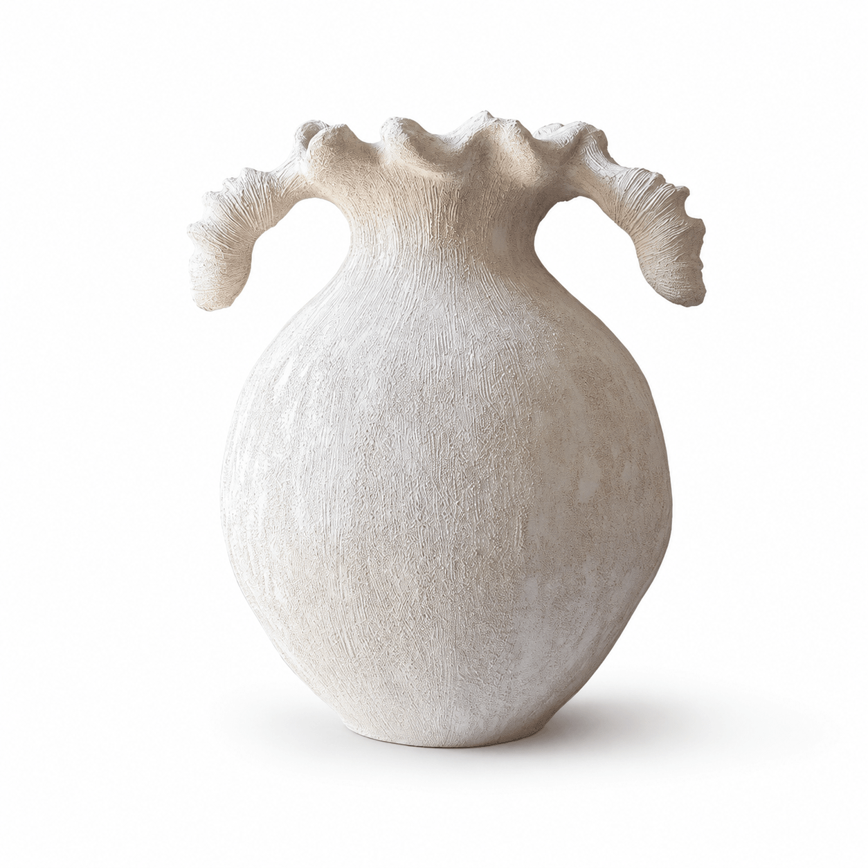 Sculptural Sand Texture Ivory Vase-Neutral Decor