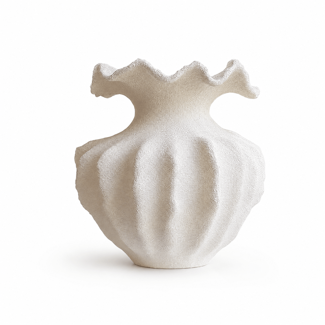 Sculptural Sand Texture Ivory Vase-Neutral Decor