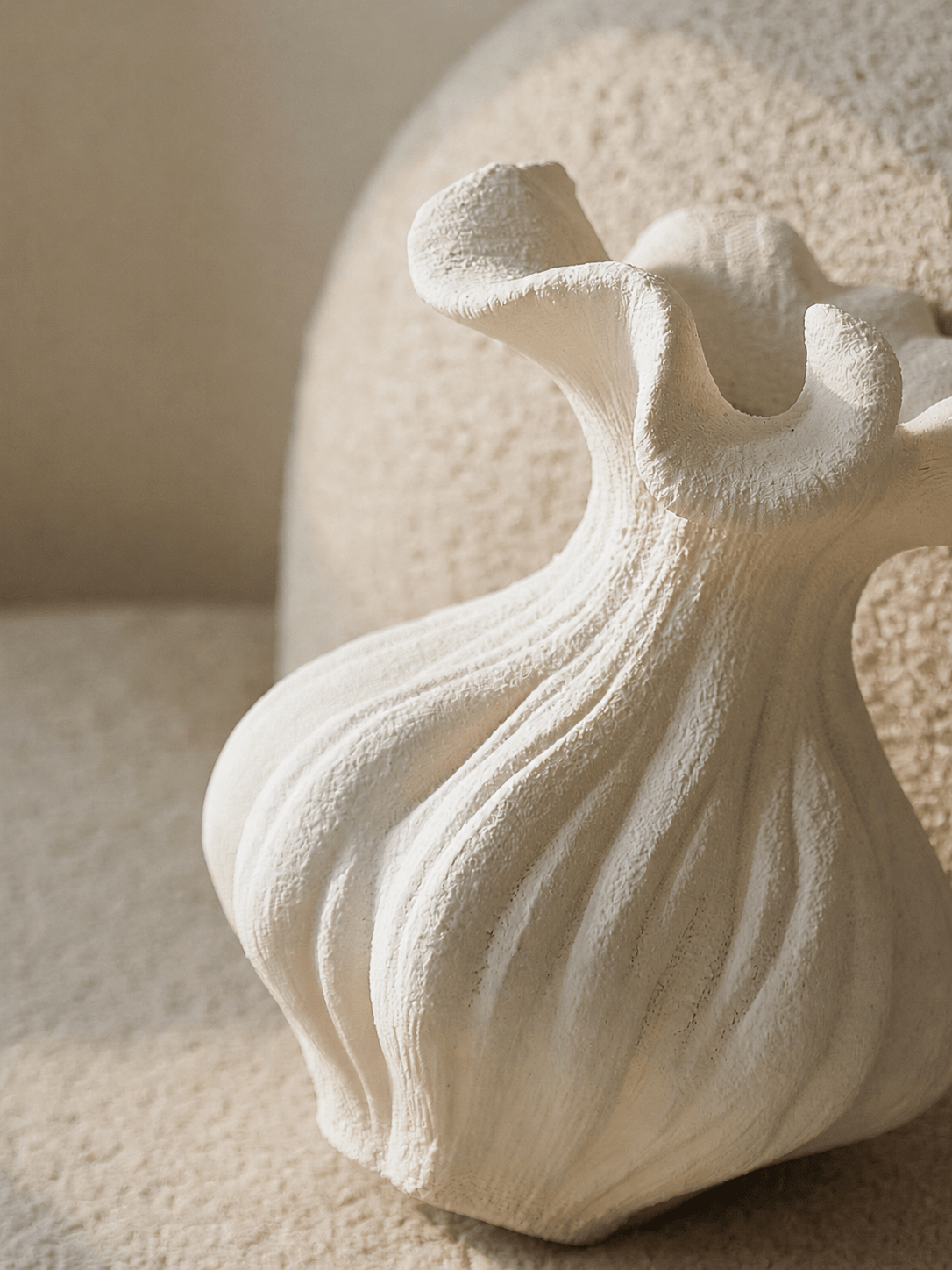 Sculptural Sand Texture Ivory Vase-Neutral Decor