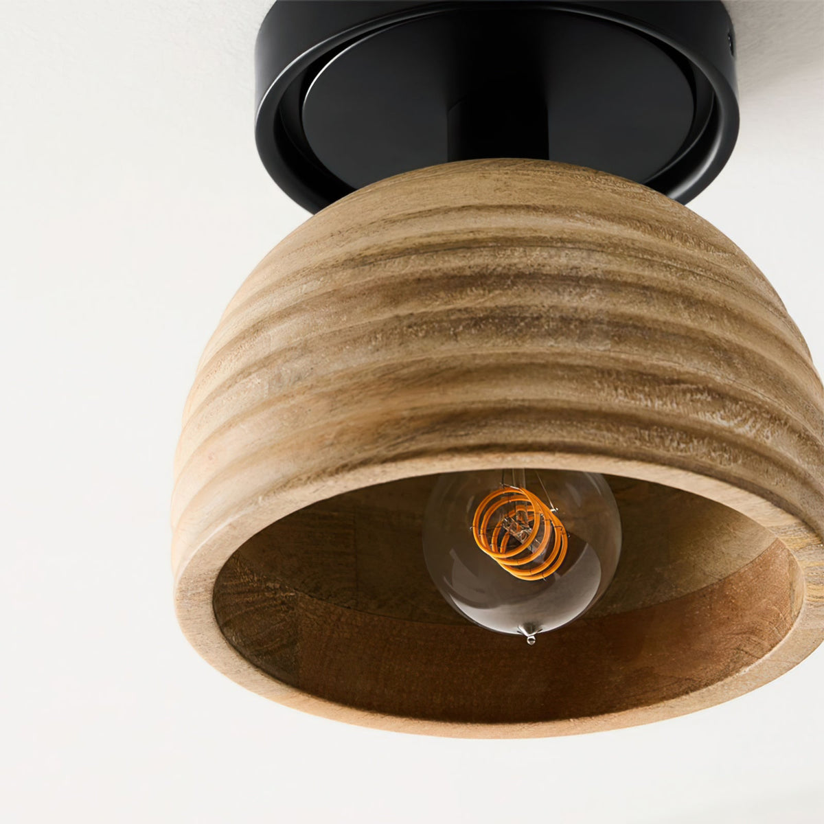 Sculptural Wood Ceiling Lamp