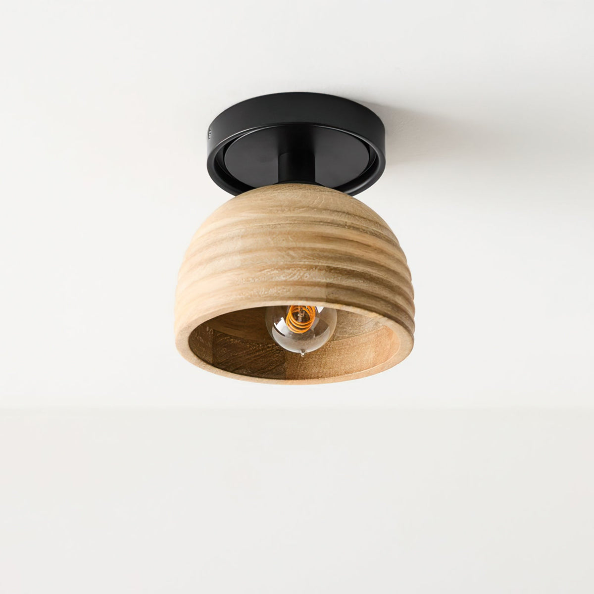 Sculptural Wood Ceiling Lamp