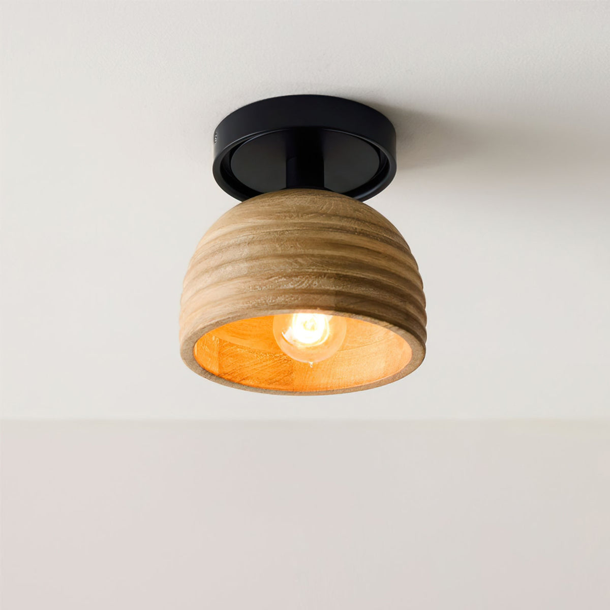 Sculptural Wood Ceiling Lamp