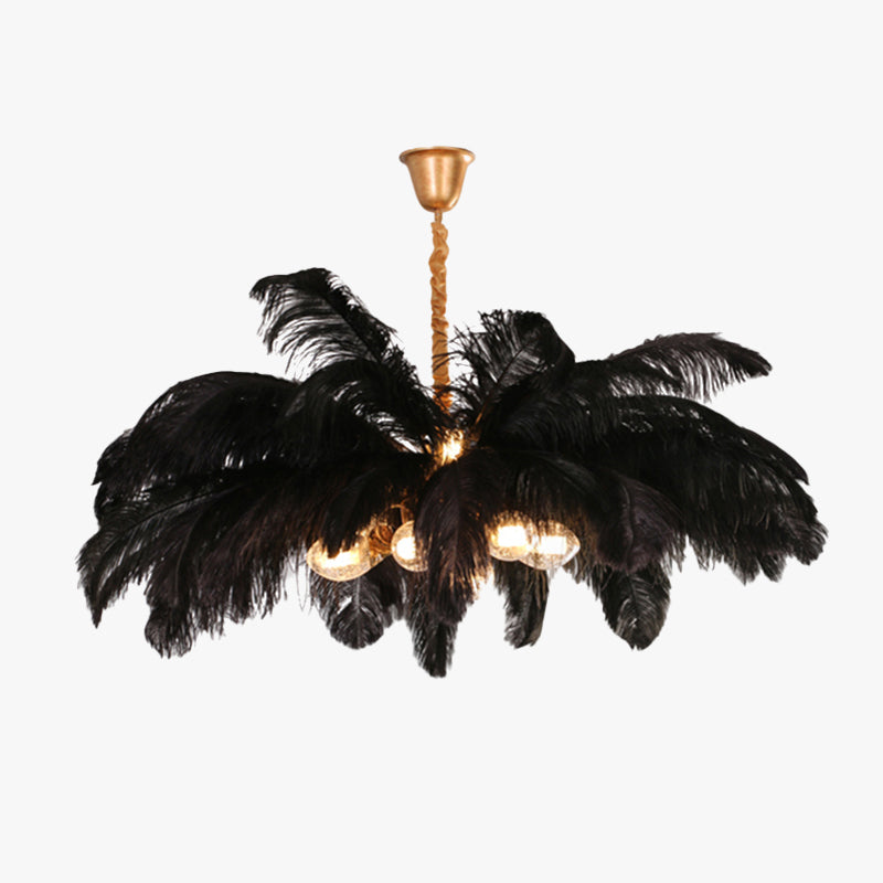 O'Moore Nordic Luxury Pendant Light, Brass/Feather - Neutral Decor