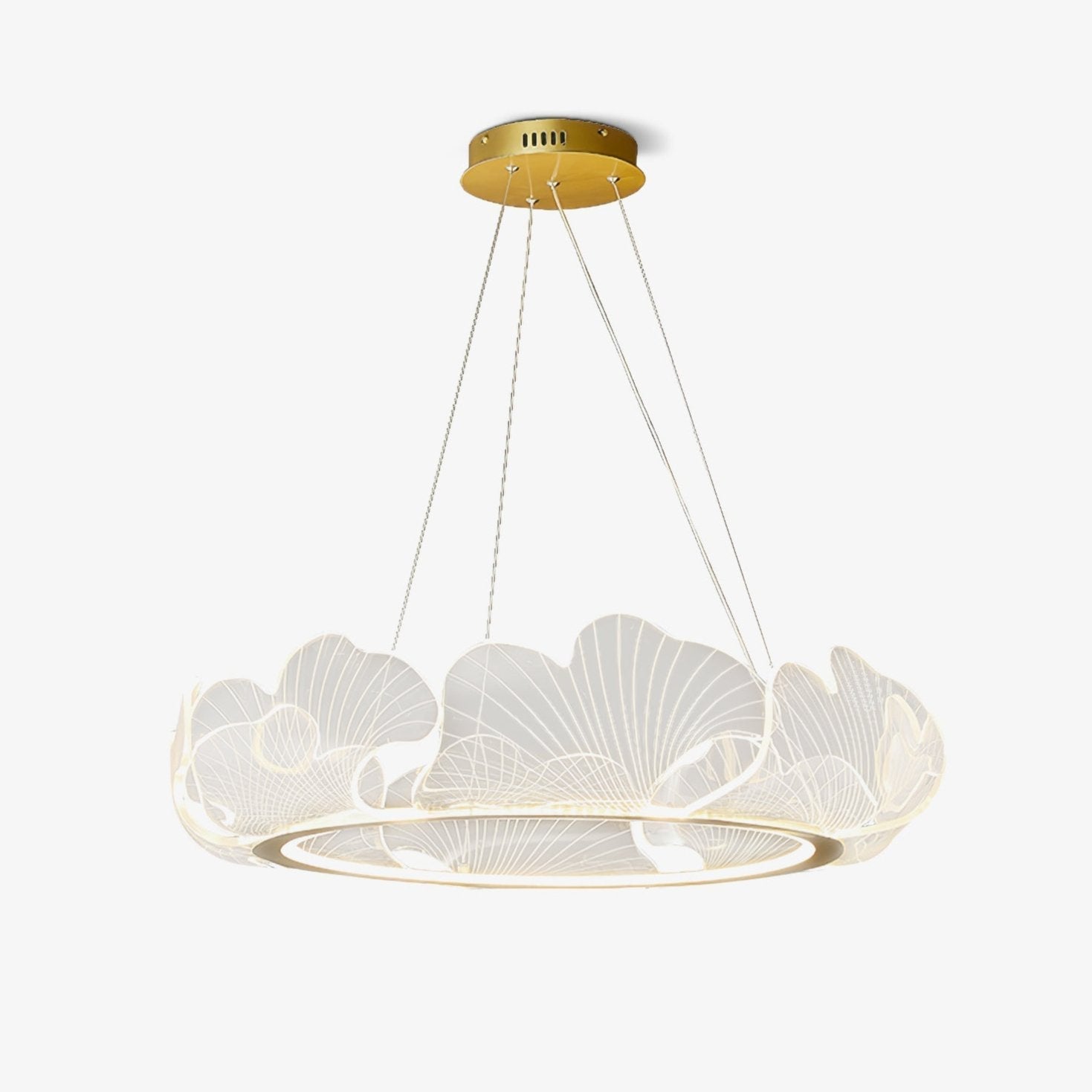 Lustra Pendant Lamp Frosted Acrylic Floral Ring-Neutral Decor
