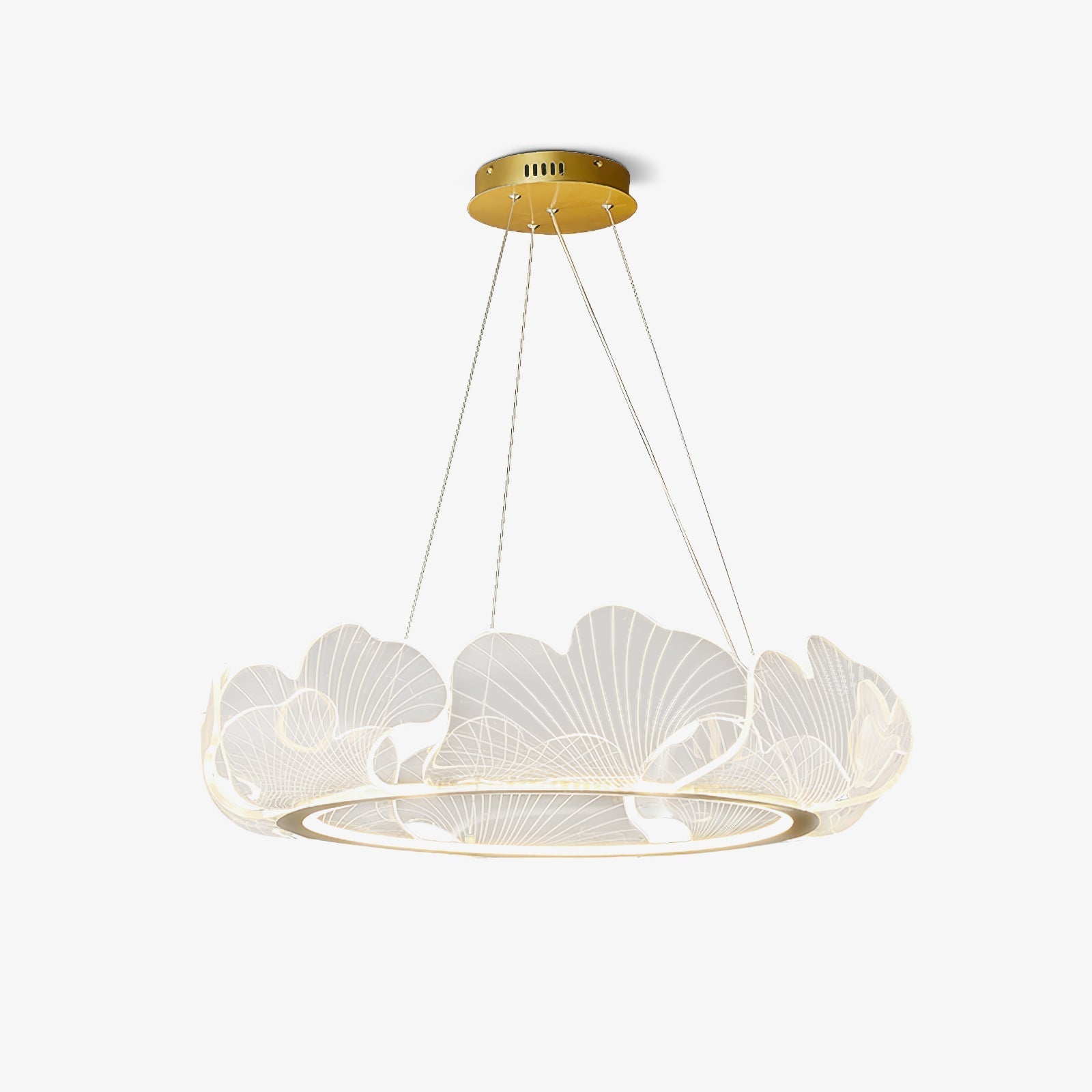 Lustra Pendant Lamp Frosted Acrylic Floral Ring-Neutral Decor