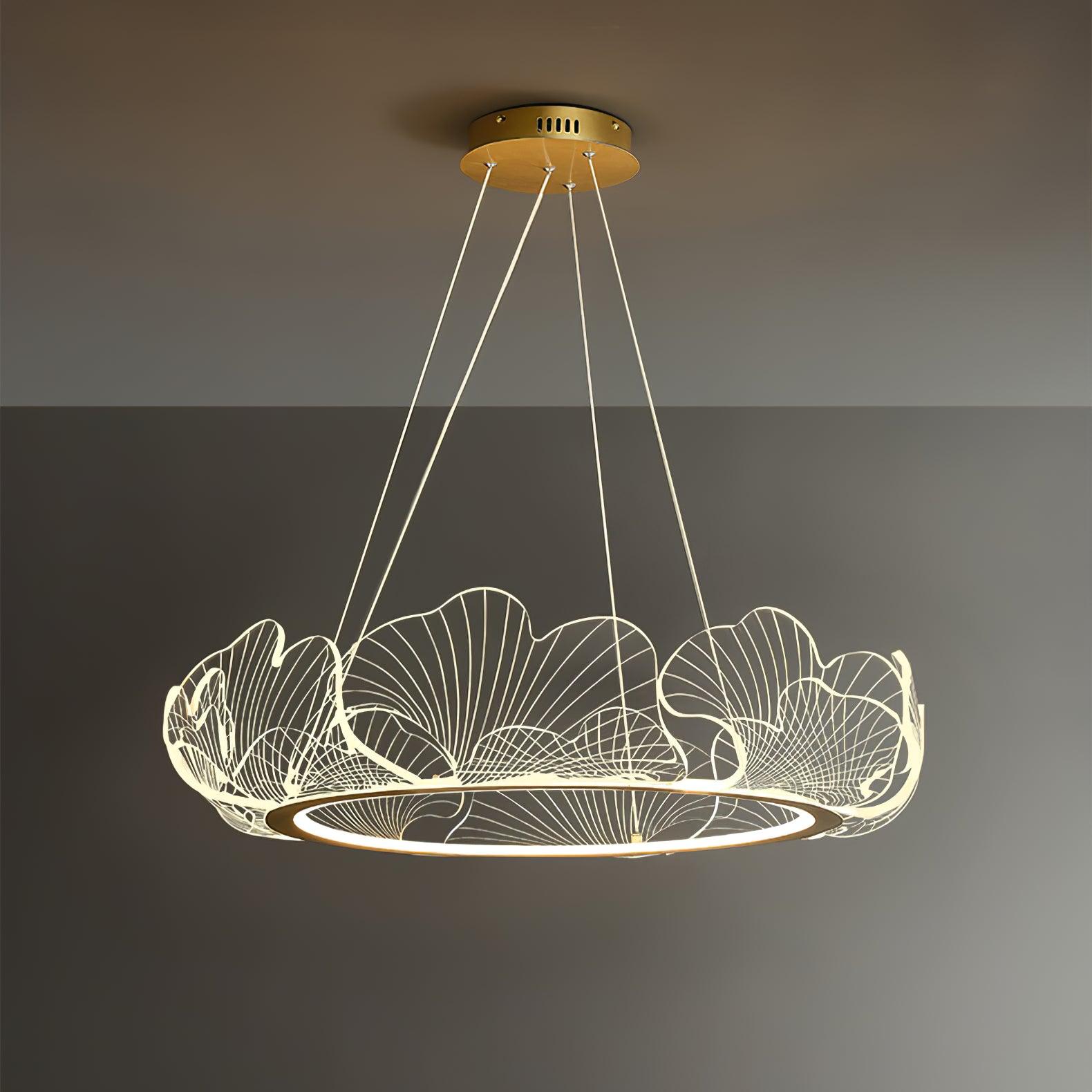 Lustra Pendant Lamp Frosted Acrylic Floral Ring-Neutral Decor
