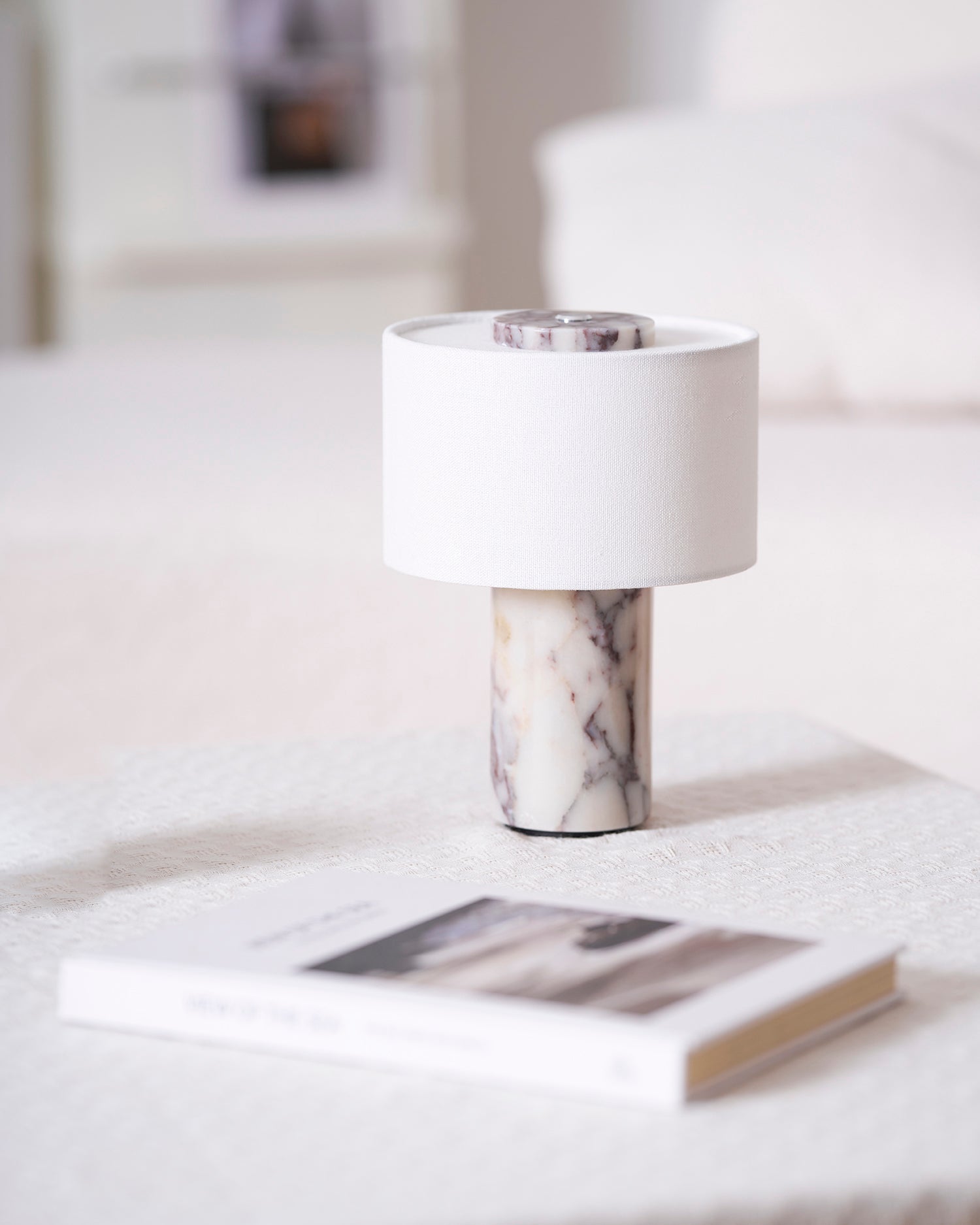 The texture of the lamp shade on the Sediment Table Lamp.