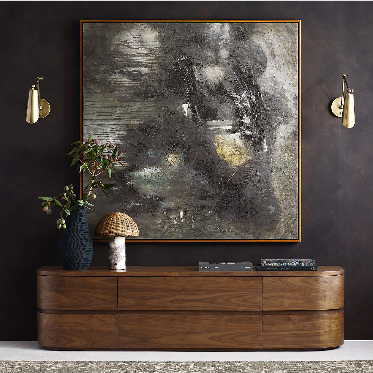 Angled view highlighting the unique tabla-inspired shape and marble texture.