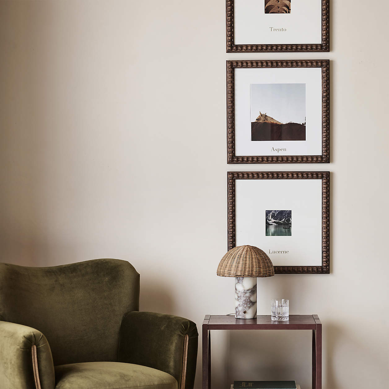 The lamp shown from a distance in a modern, minimalist interior setting.