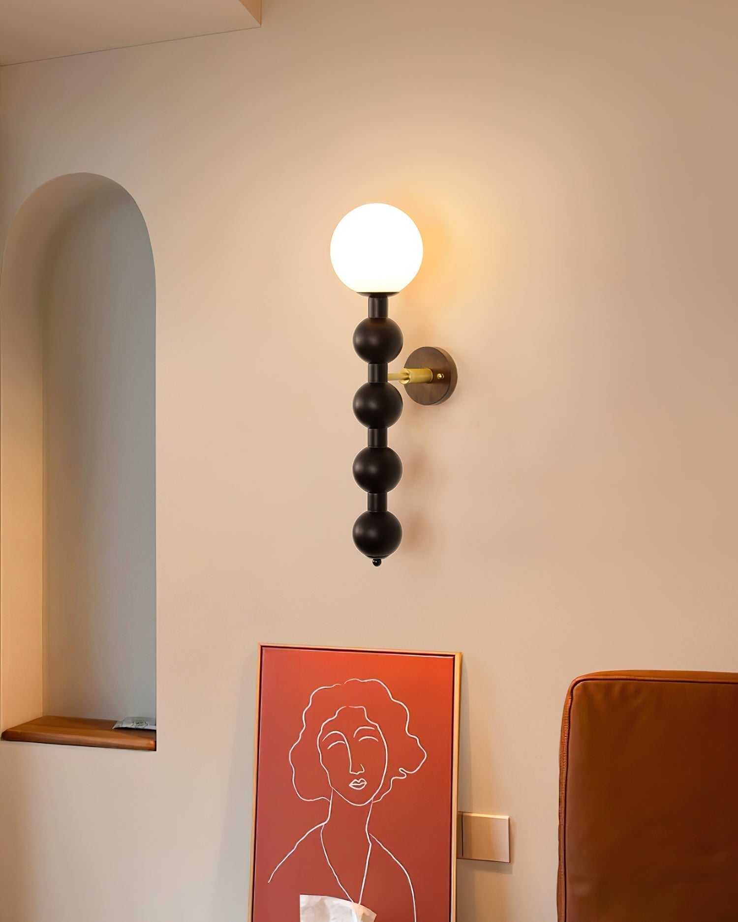 Wall Lamp Gourd in Metal Wood and Glass Modern Style