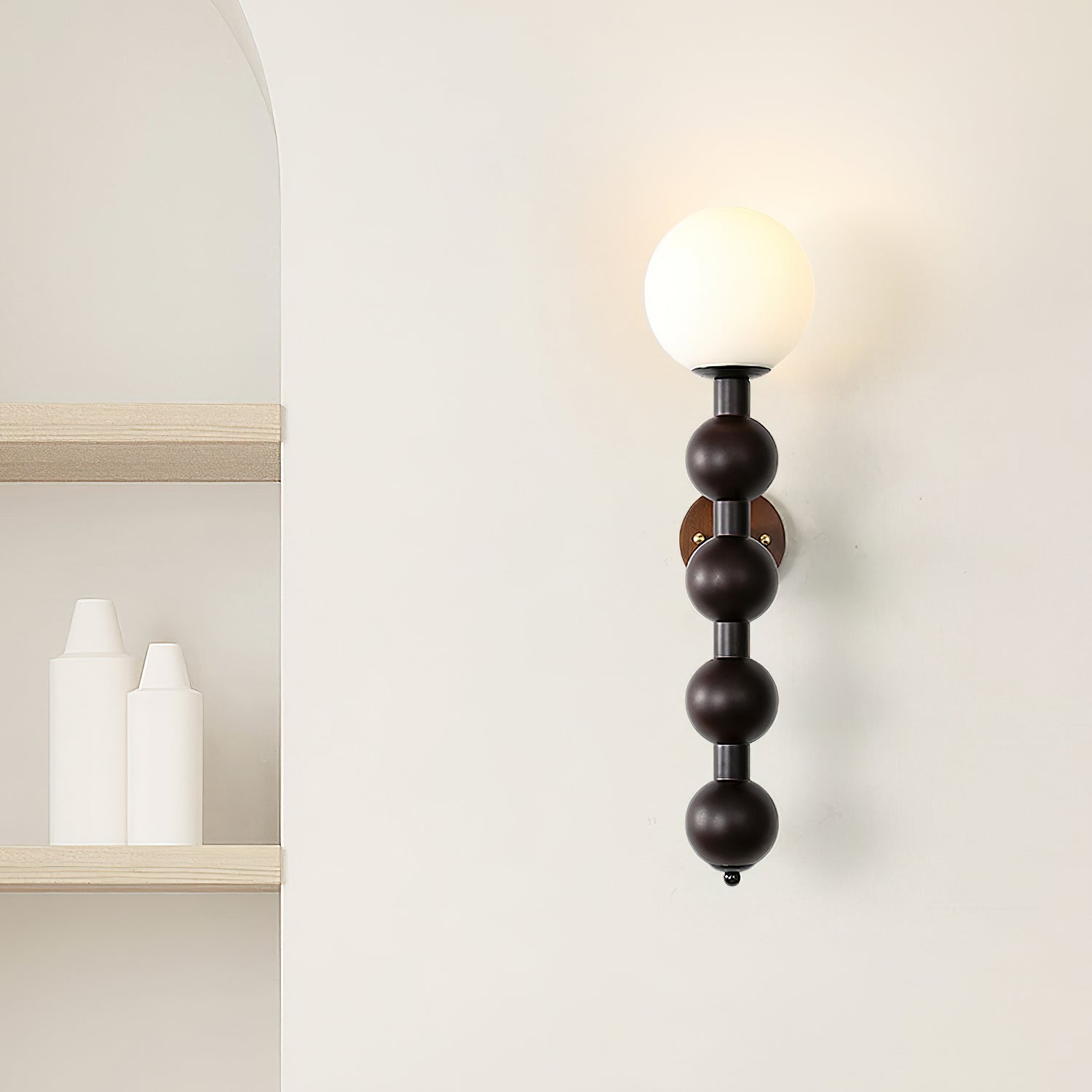 Wall Lamp Gourd in Metal Wood and Glass Modern Style