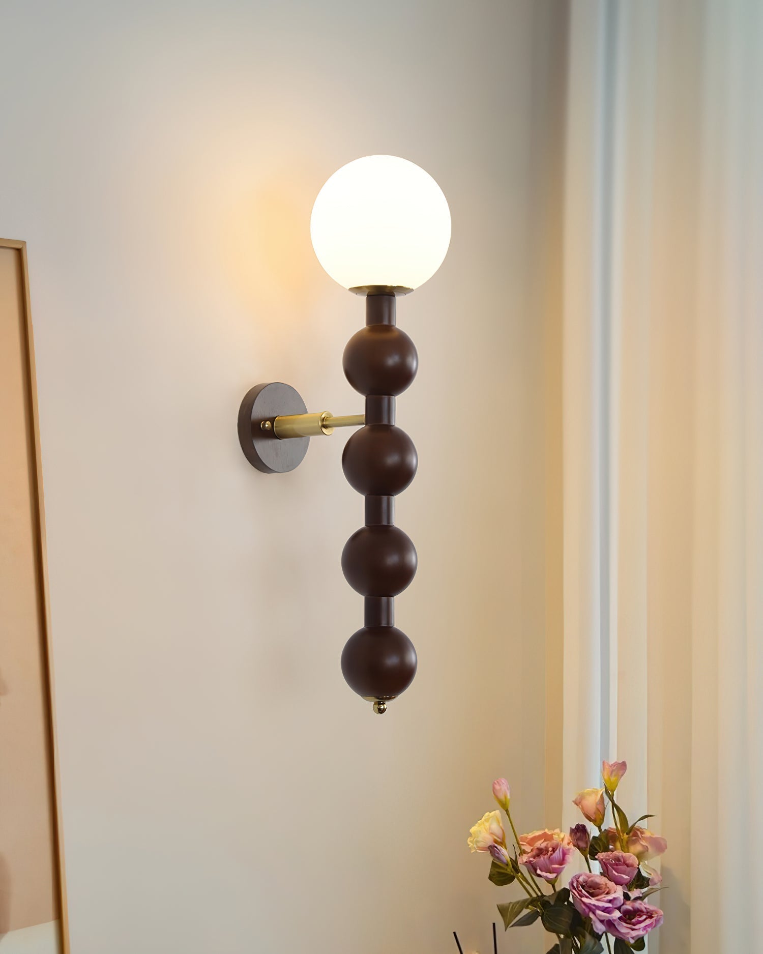 Wall Lamp Gourd in Metal Wood and Glass Modern Style