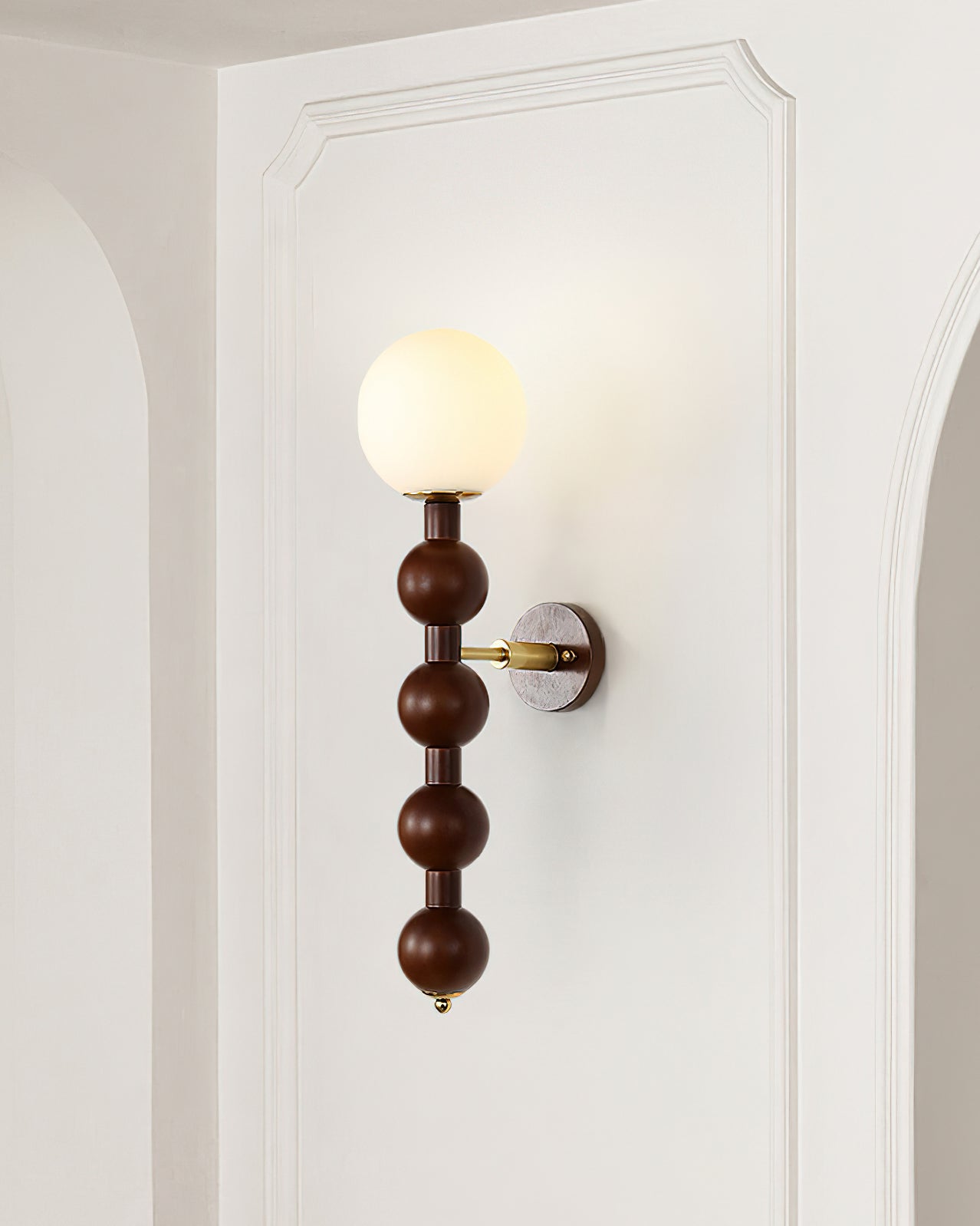 Wall Lamp Gourd in Metal Wood and Glass Modern Style