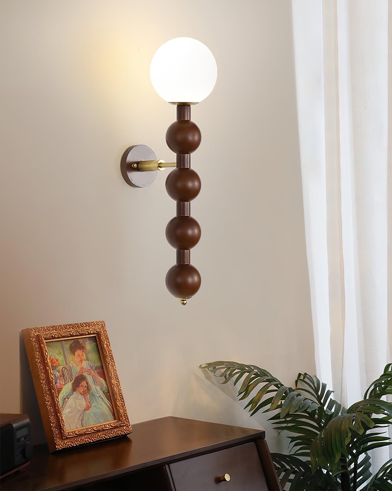Wall Lamp Gourd in Metal Wood and Glass Modern Style