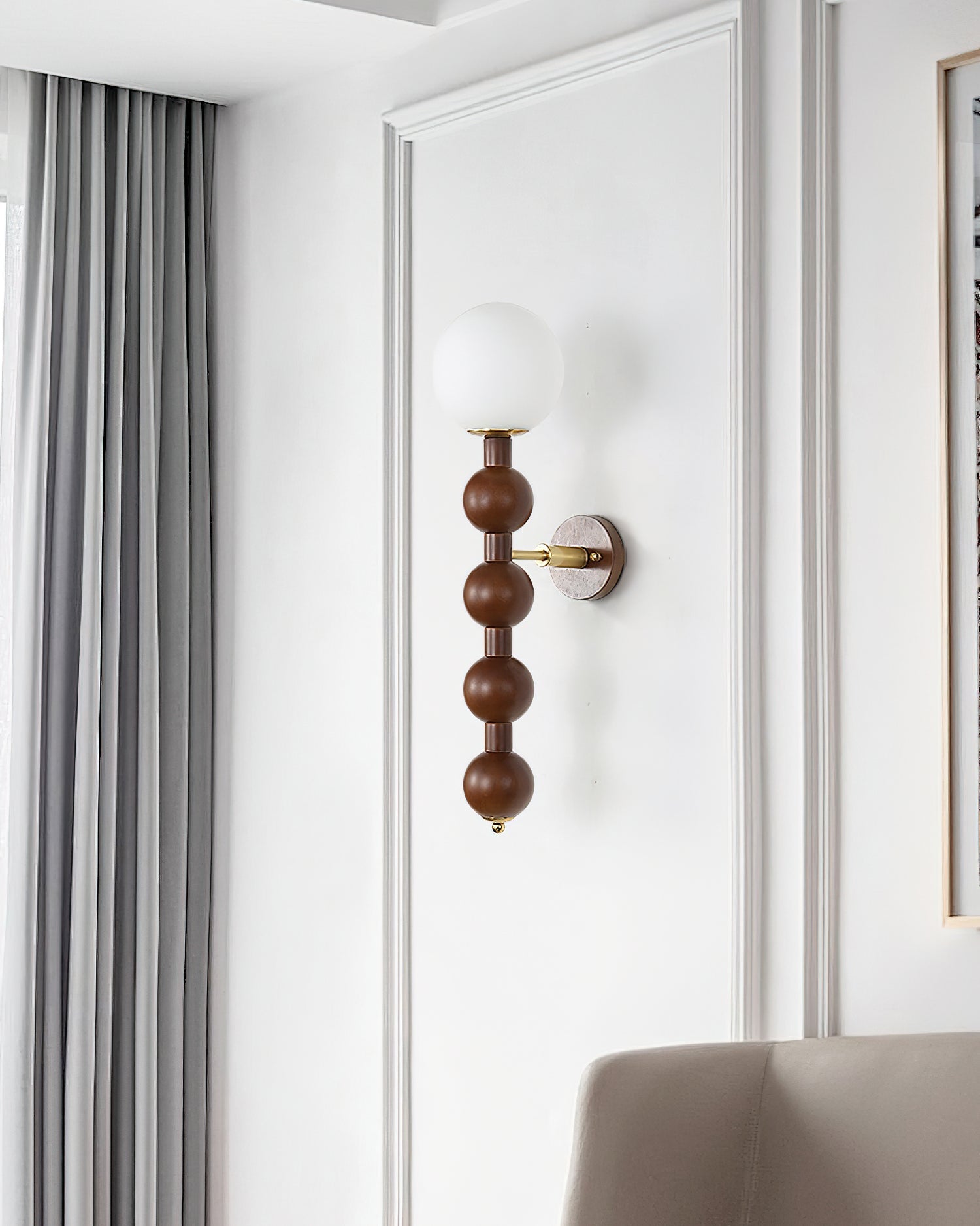 Wall Lamp Gourd in Metal Wood and Glass Modern Style