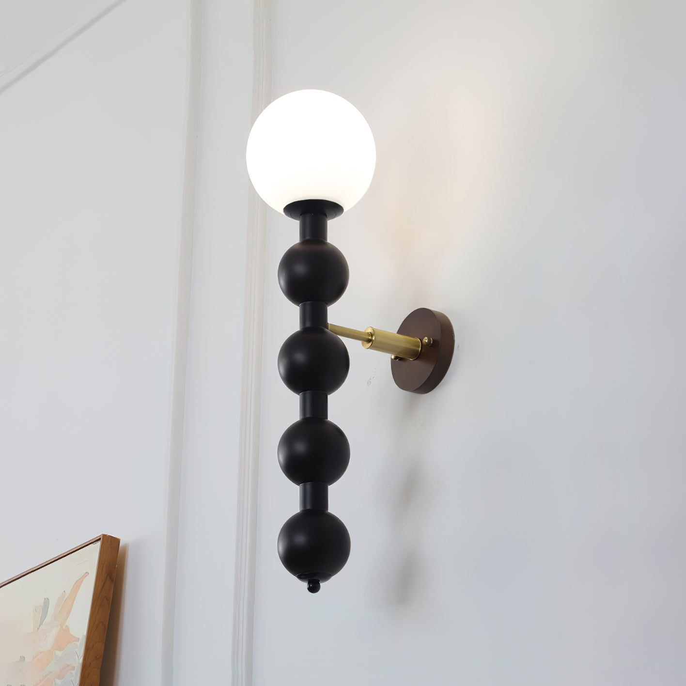 Wall Lamp Gourd in Metal Wood and Glass Modern Style