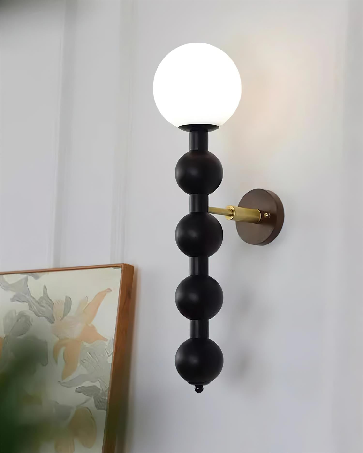 Wall Lamp Gourd in Metal Wood and Glass Modern Style