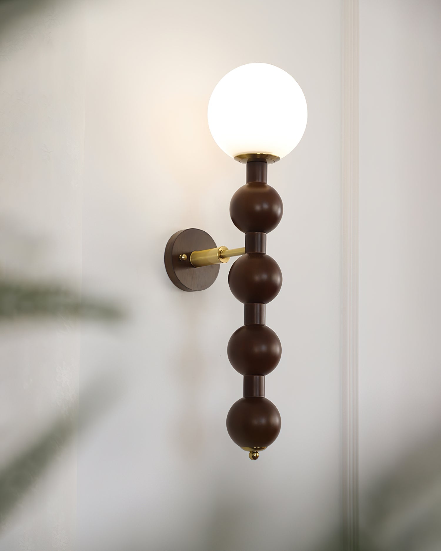 Wall Lamp Gourd in Metal Wood and Glass Modern Style