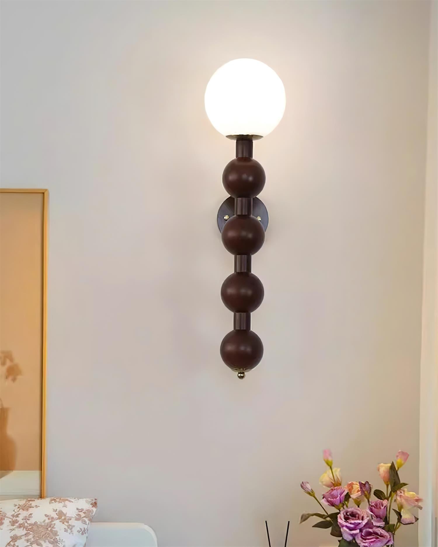 Wall Lamp Gourd in Metal Wood and Glass Modern Style
