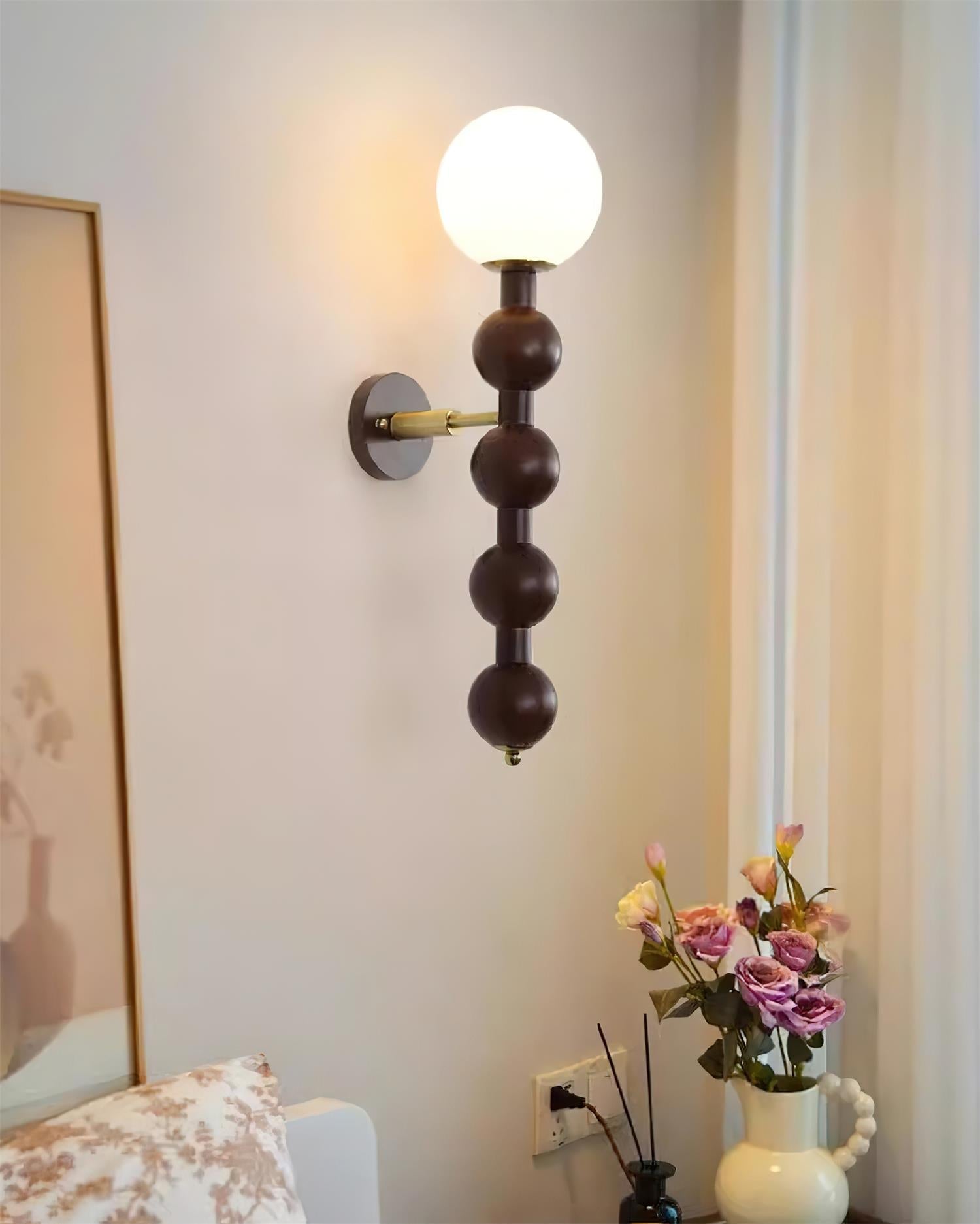 Wall Lamp Gourd in Metal Wood and Glass Modern Style