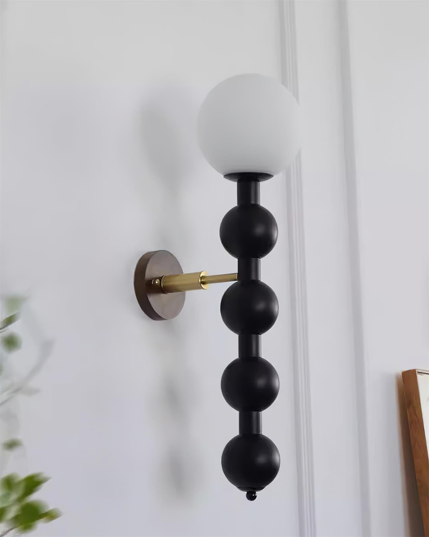 Wall Lamp Gourd in Metal Wood and Glass Modern Style