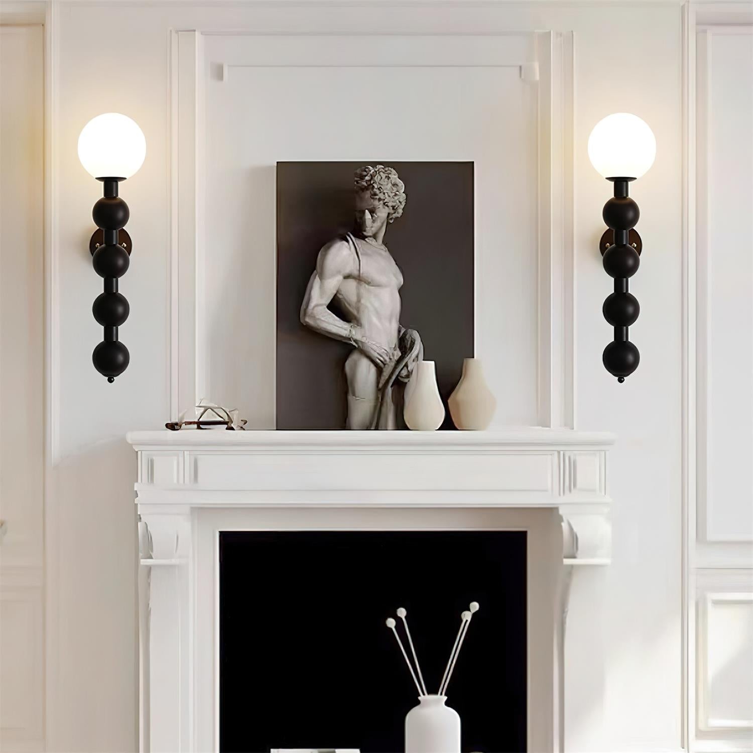 Wall Lamp Gourd in Metal Wood and Glass Modern Style