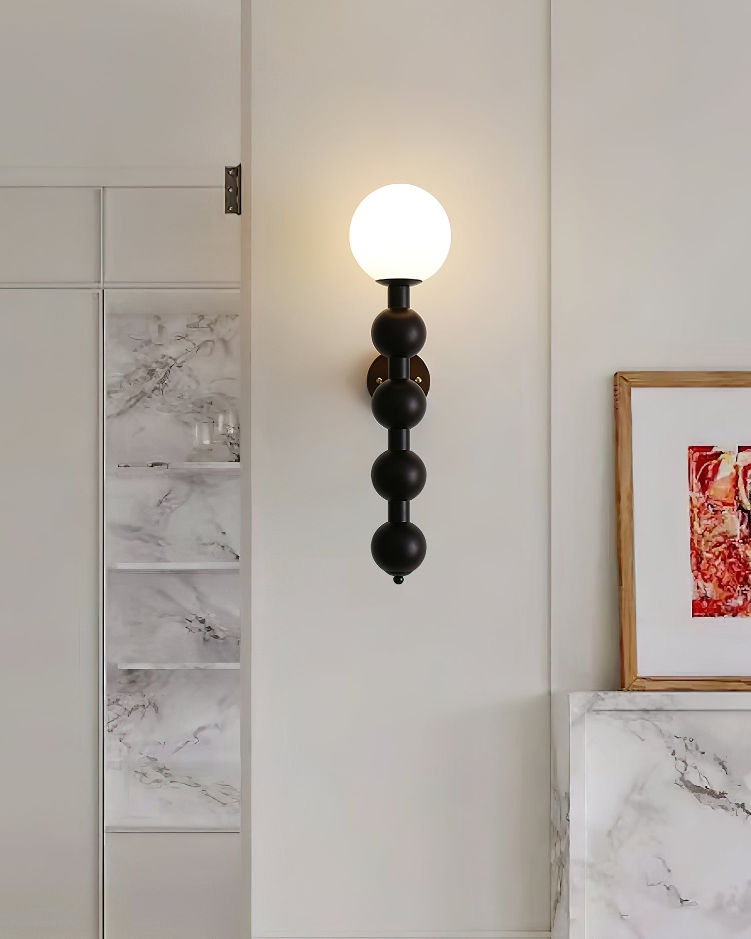 Wall Lamp Gourd in Metal Wood and Glass Modern Style