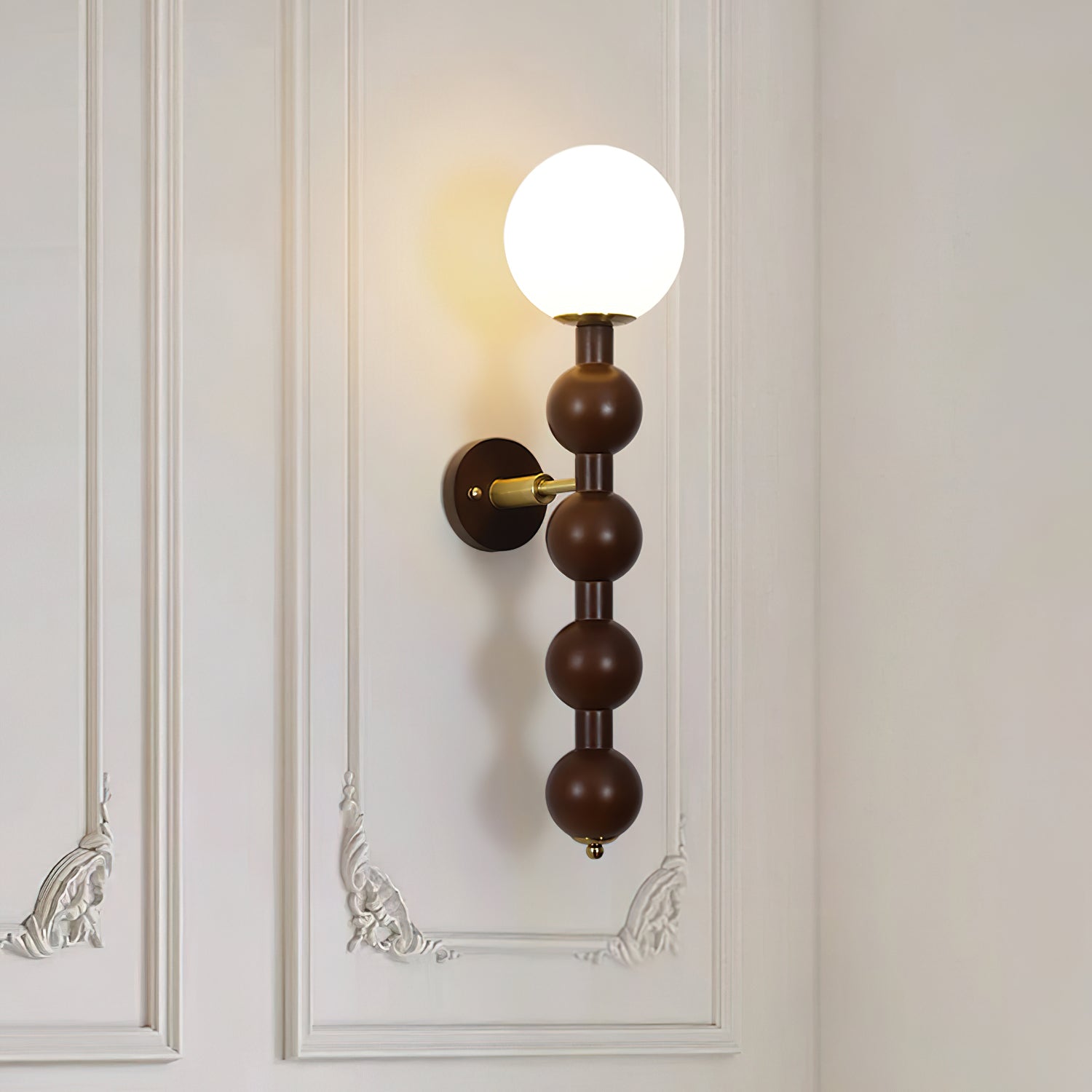 Wall Lamp Gourd in Metal Wood and Glass Modern Style