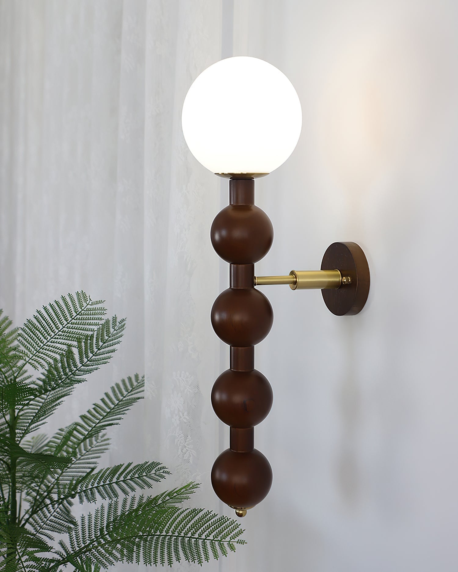 Wall Lamp Gourd in Metal Wood and Glass Modern Style