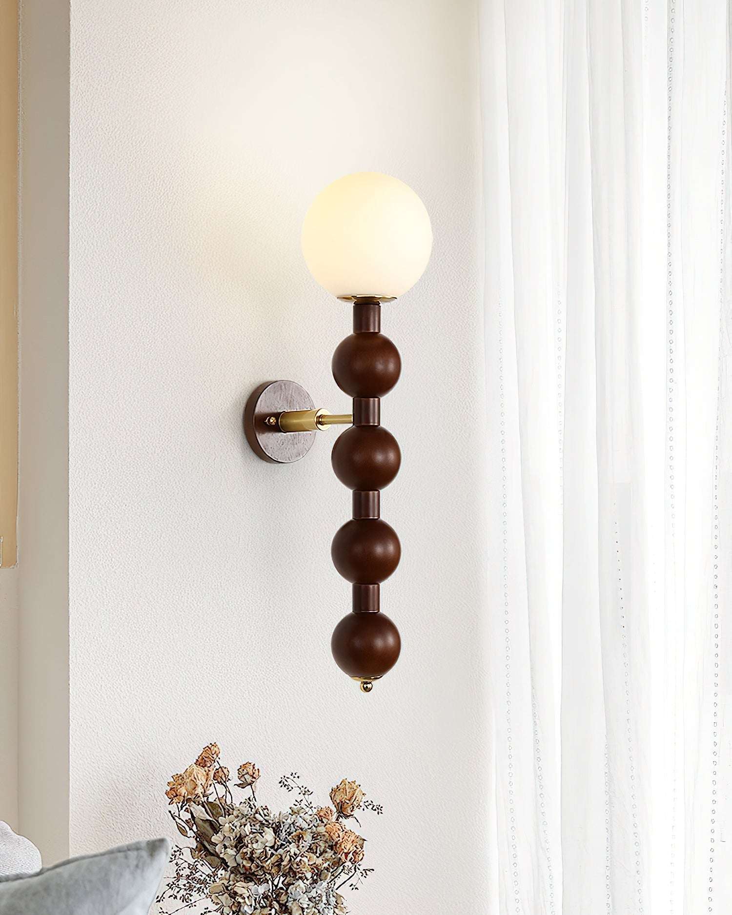 Wall Lamp Gourd in Metal Wood and Glass Modern Style