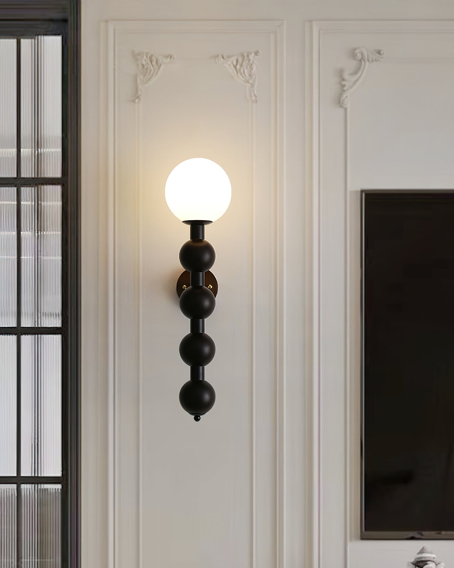 Wall Lamp Gourd in Metal Wood and Glass Modern Style