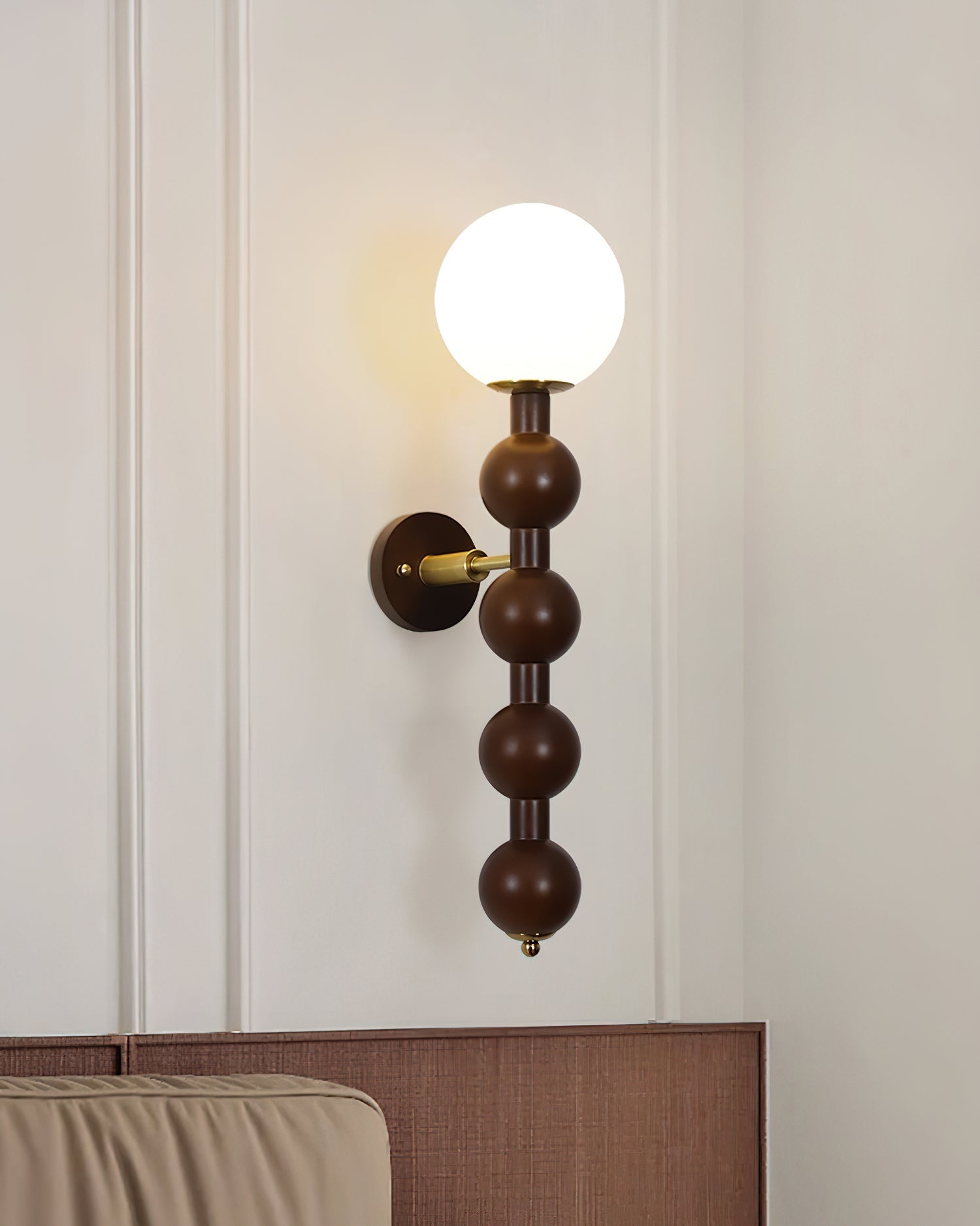 Wall Lamp Gourd in Metal Wood and Glass Modern Style