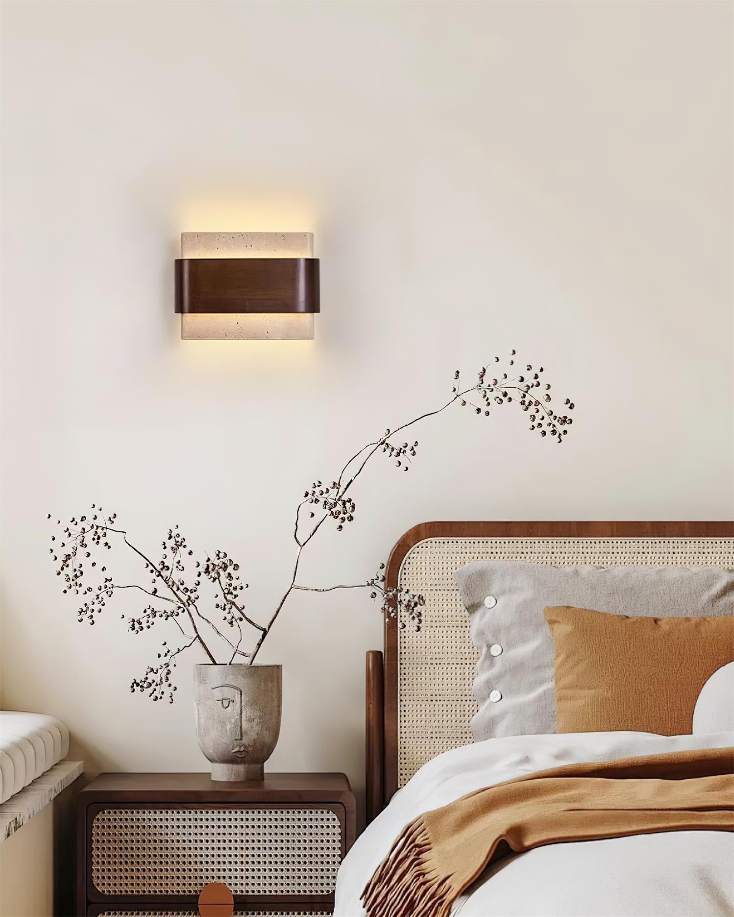 Ritta Travertine Wall Lamp  Wood-finish   Arc