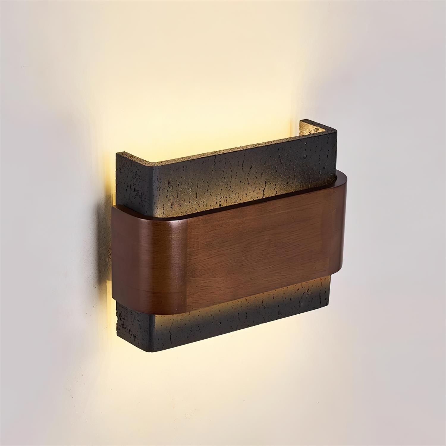 Ritta Travertine Wall Lamp  Wood-finish   Arc