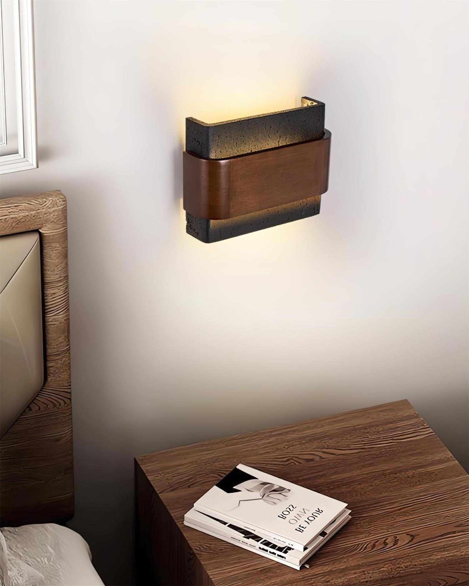 Ritta Travertine Wall Lamp  Wood-finish   Arc