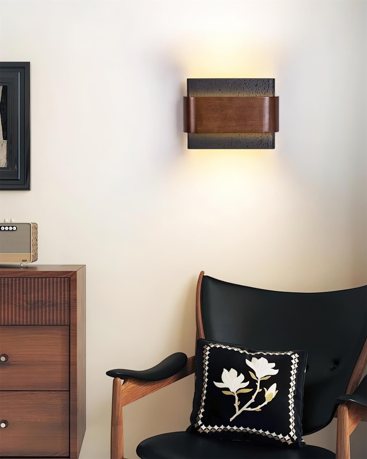Ritta Travertine Wall Lamp  Wood-finish   Arc