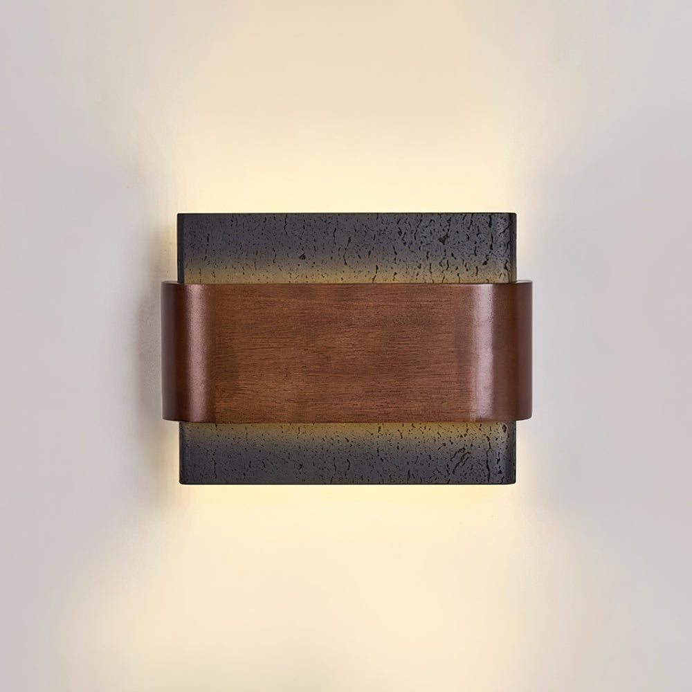 Ritta Travertine Wall Lamp  Wood-finish   Arc