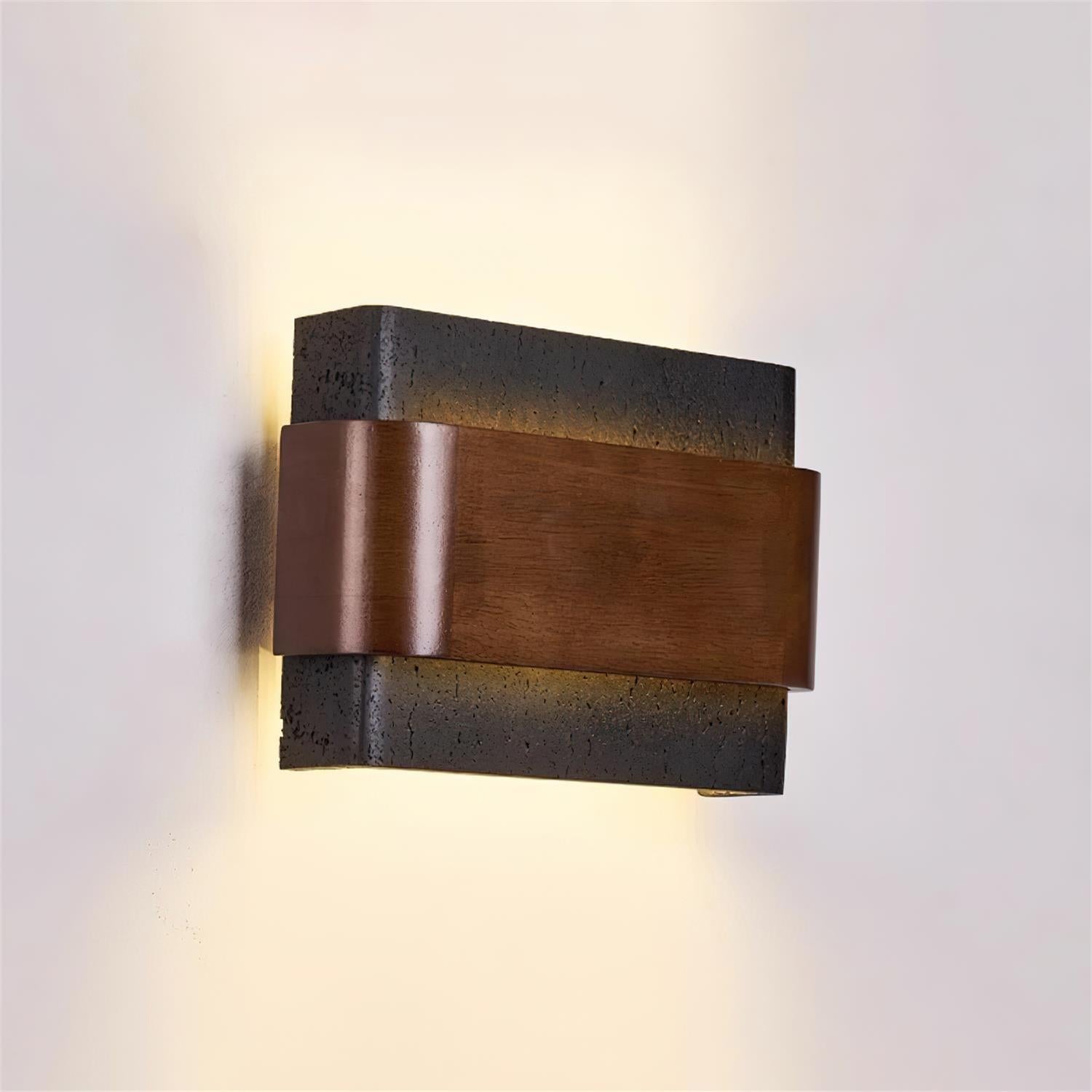 Ritta Travertine Wall Lamp  Wood-finish   Arc