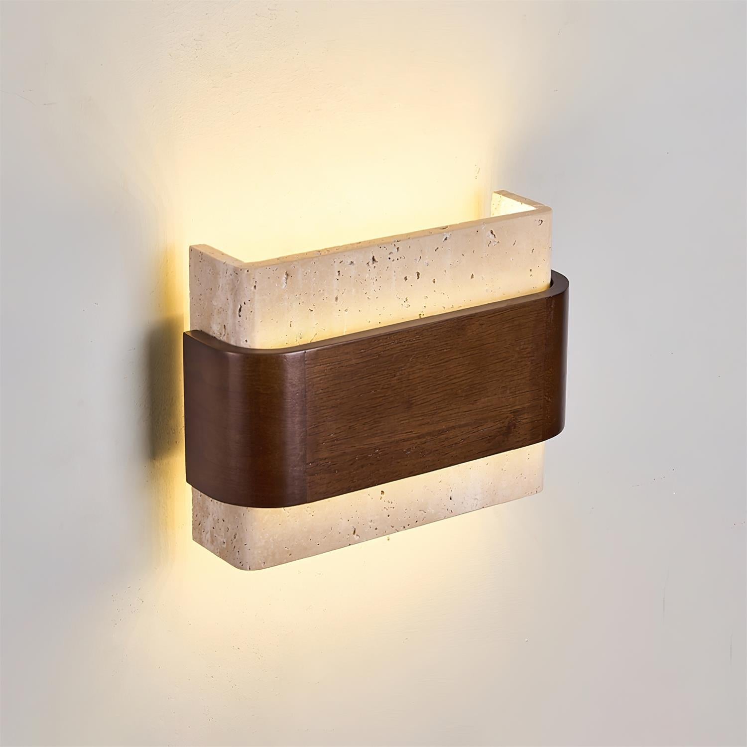 Ritta Travertine Wall Lamp  Wood-finish   Arc