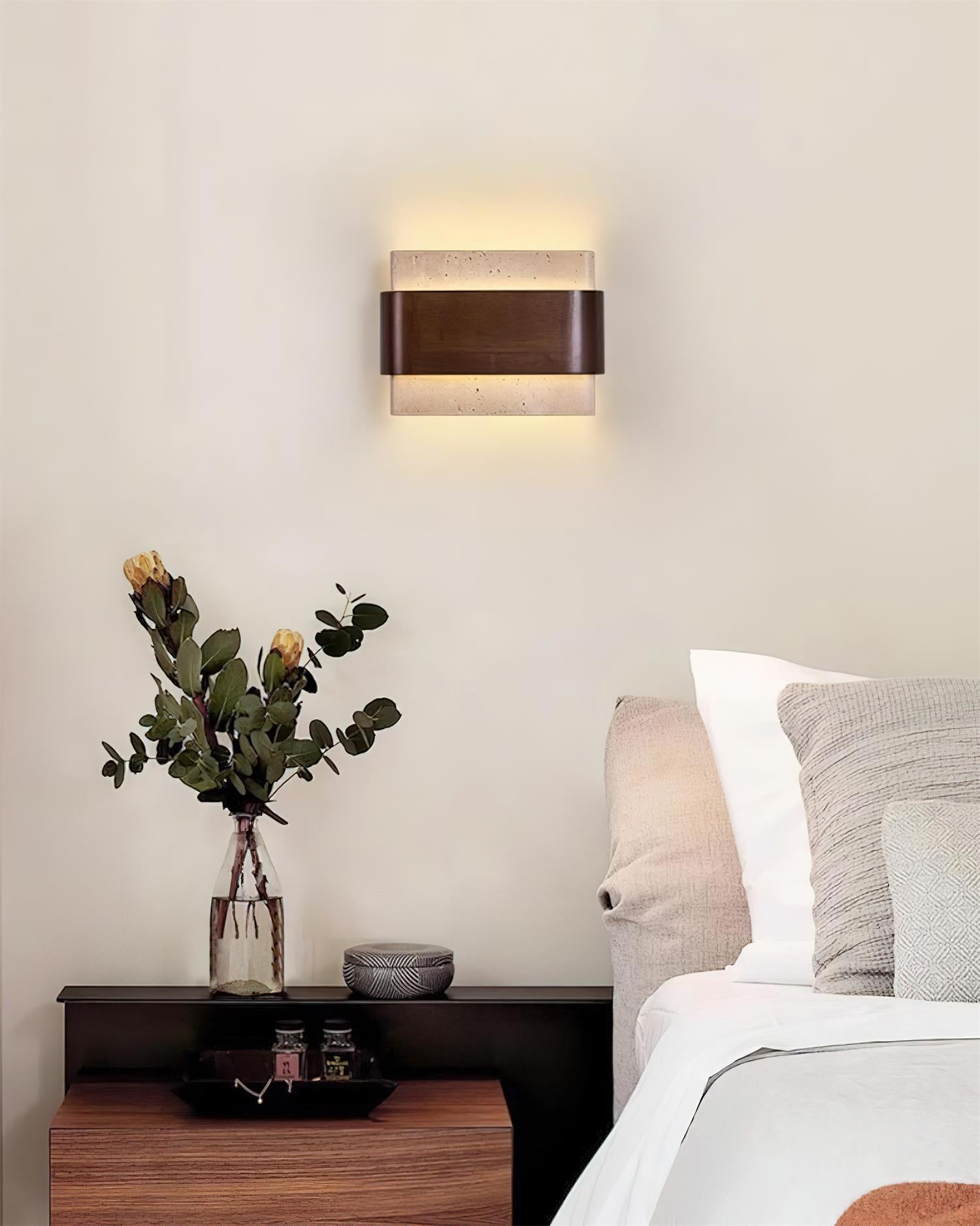 Ritta Travertine Wall Lamp  Wood-finish   Arc