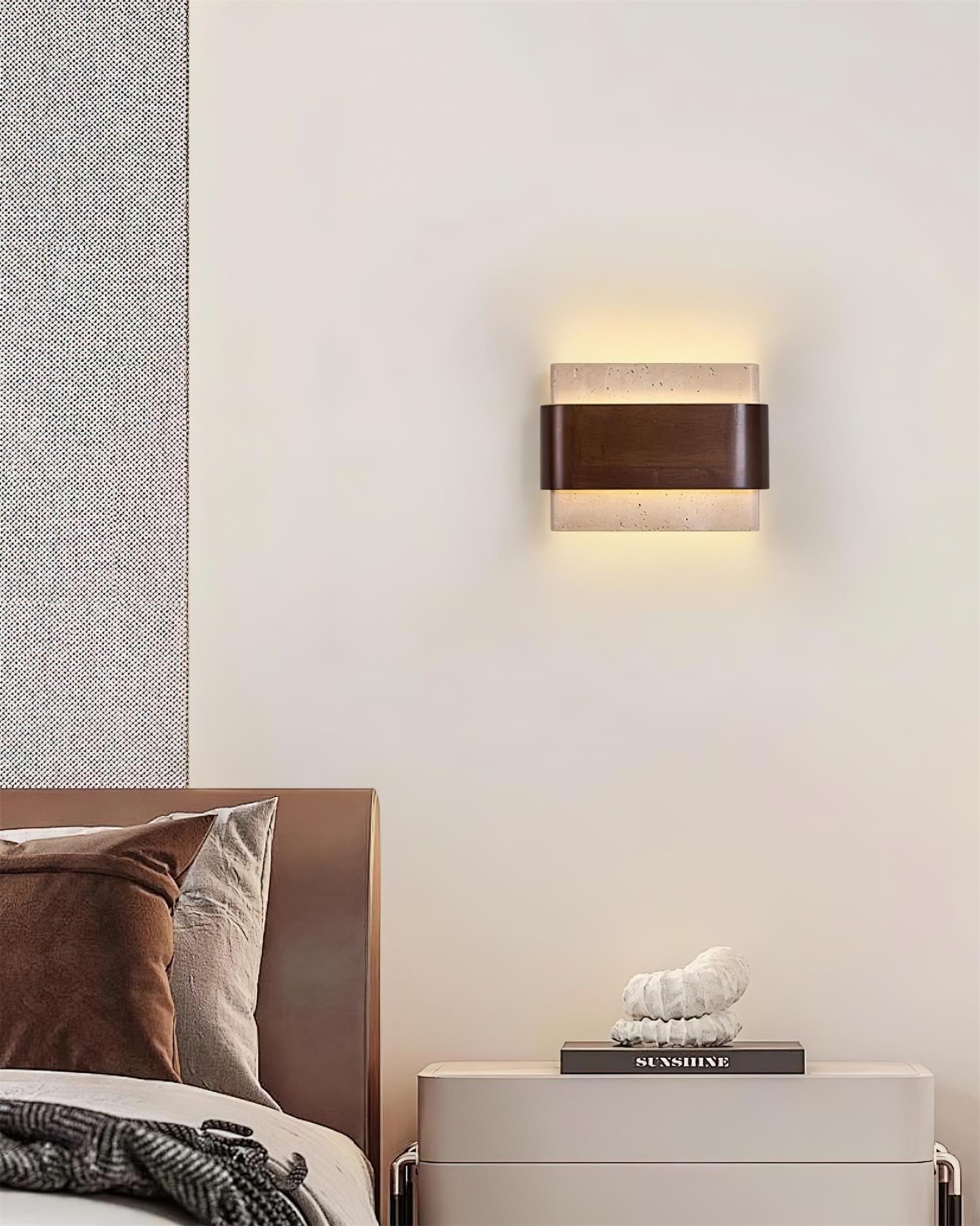 Ritta Travertine Wall Lamp  Wood-finish   Arc
