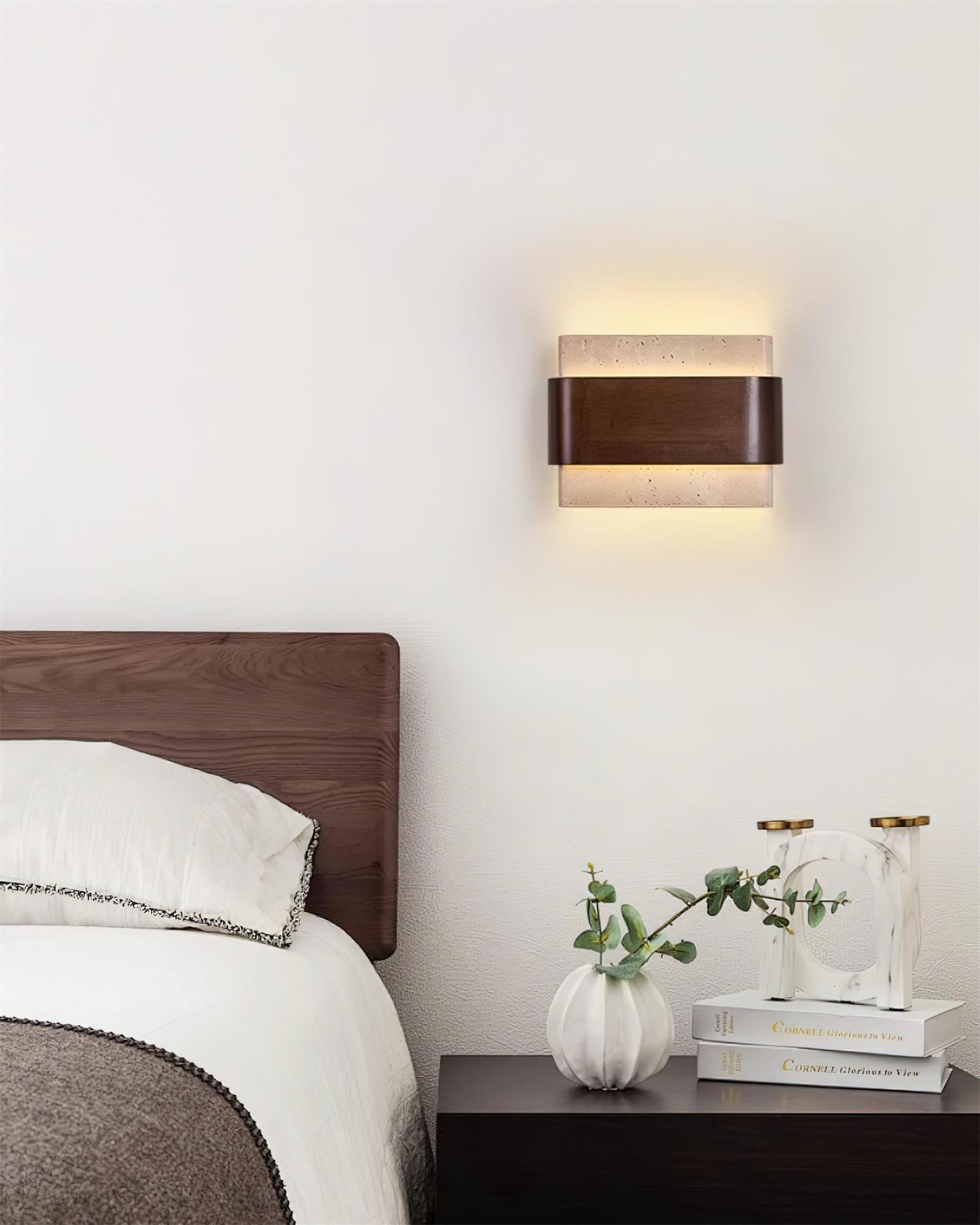 Ritta Travertine Wall Lamp  Wood-finish   Arc