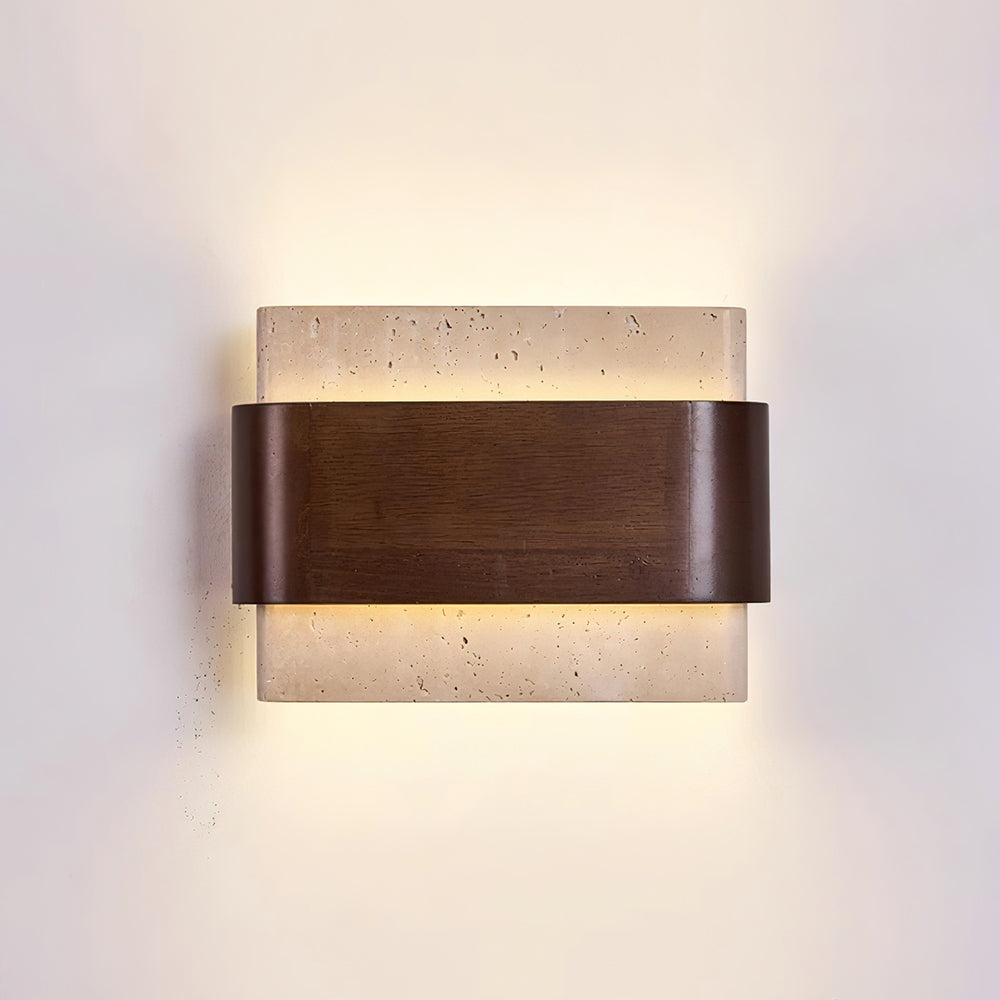 Ritta Travertine Wall Lamp  Wood-finish   Arc