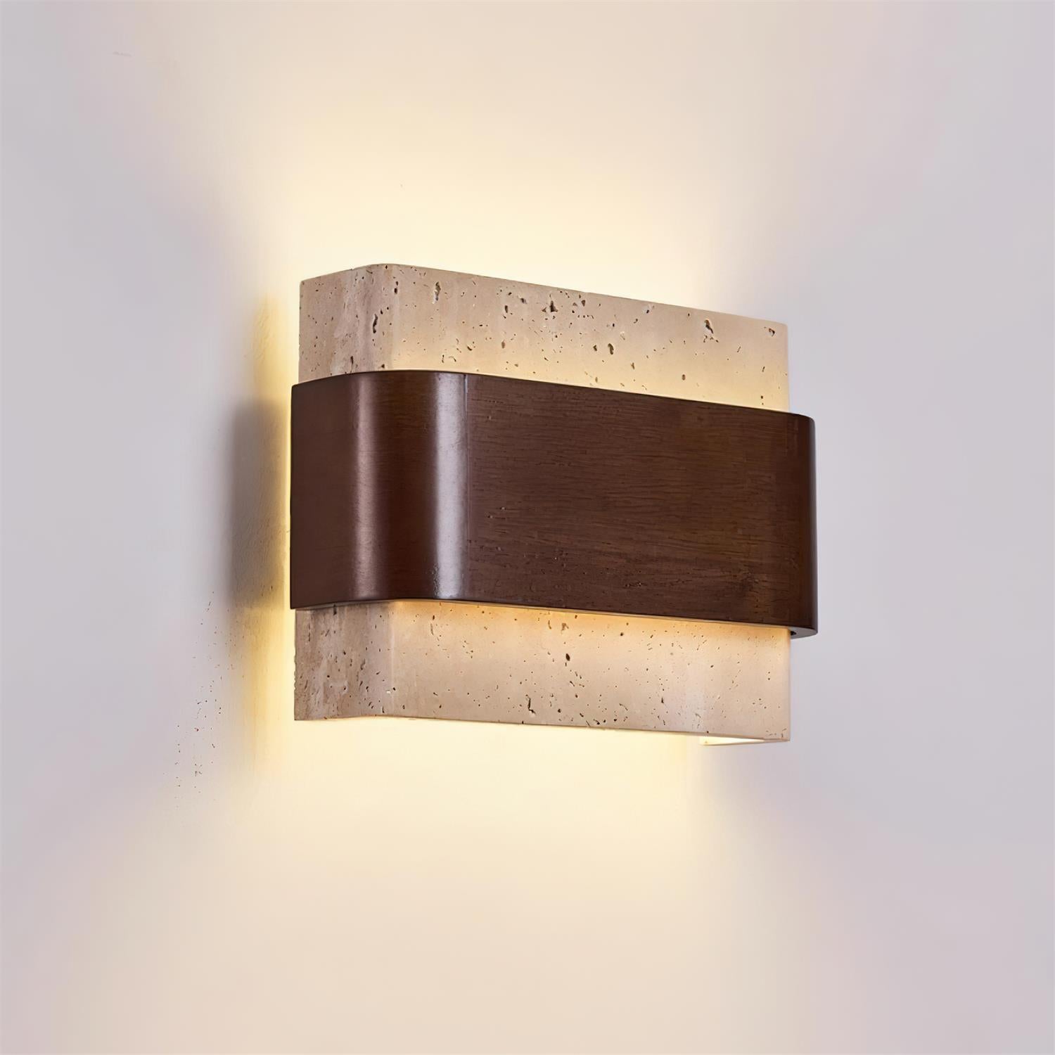 Ritta Travertine Wall Lamp  Wood-finish   Arc