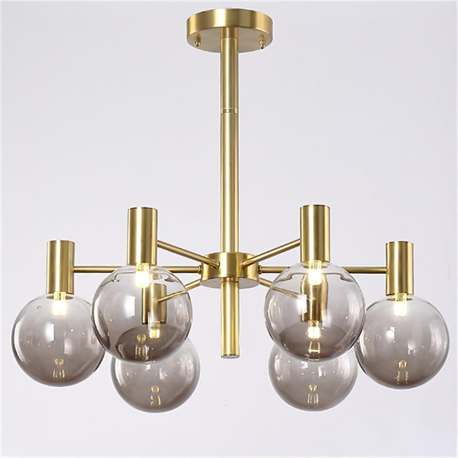 Keveny Chandelier Globe Glass Gold Frame Modern-Neutral Decor