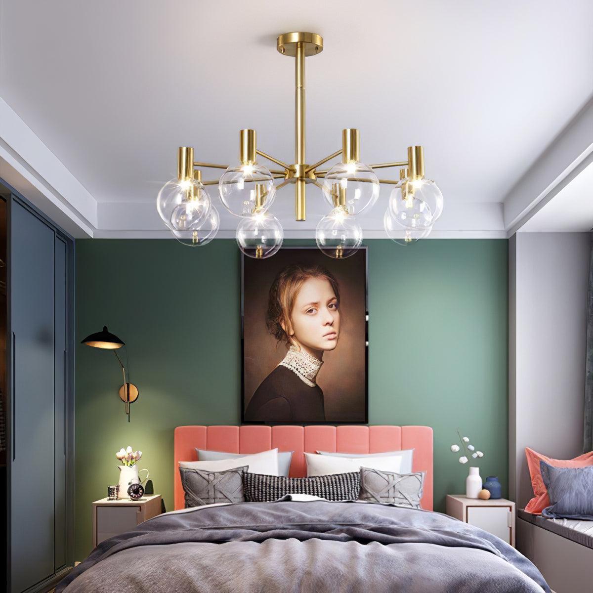 Keveny Chandelier Globe Glass Gold Frame Modern-Neutral Decor