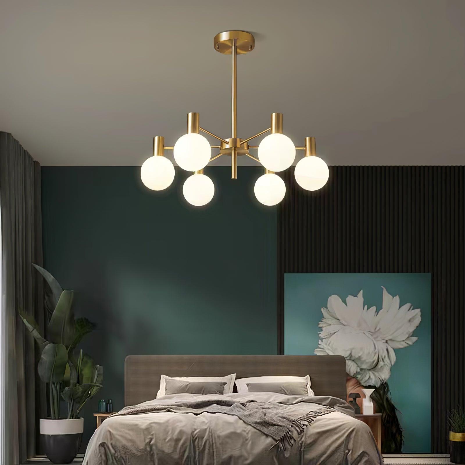 Keveny Chandelier Globe Glass Gold Frame Modern-Neutral Decor